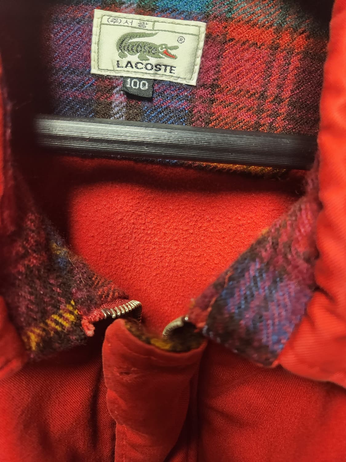 라코스테 90s 빈티지 레드체크 워크 스윙자켓 (실측 M정도) 상품이미지6