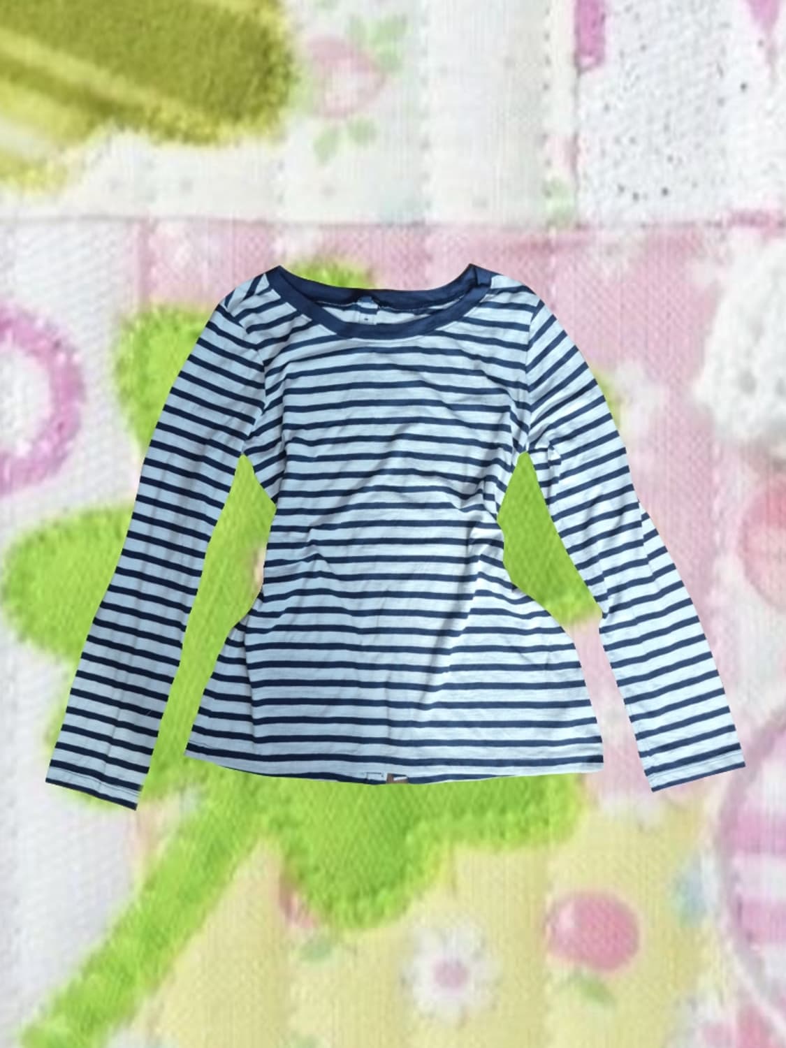 모리걸 빈티지 단가라 단추 바선생 스트라이프 긴팔 티셔츠 롱슬리브 상품이미지1