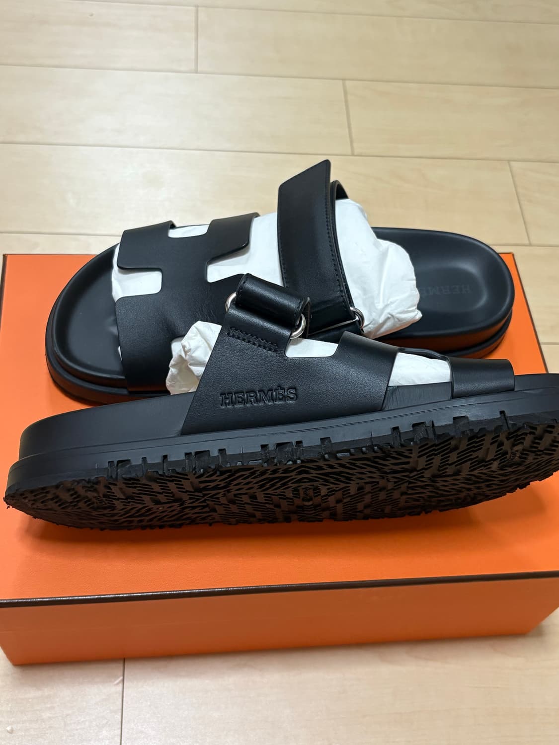 에르메스 시프레 샌들 카프스킨 & 누아 38.5 상품이미지3
