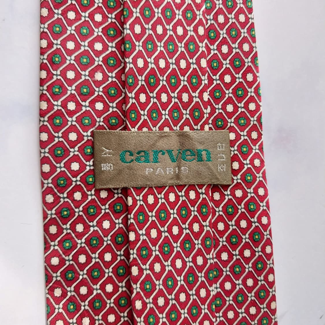 까르뱅 실크 레드 패턴 넥타이 9.6cm A+등급 K1978
 상품이미지8