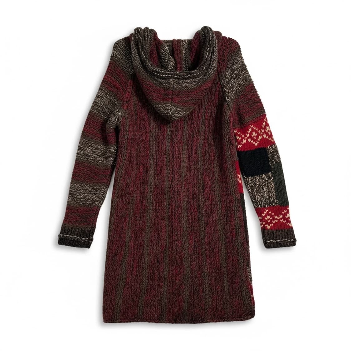 썰스데이아일랜드 후드 롱 패치워크 니트 가디건 상품이미지3