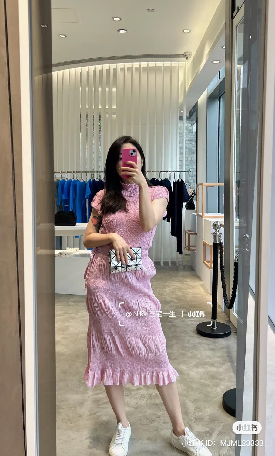 미이세이미야케 슈링크 스트라이프 롱 스커트 - 그레이  상품이미지2