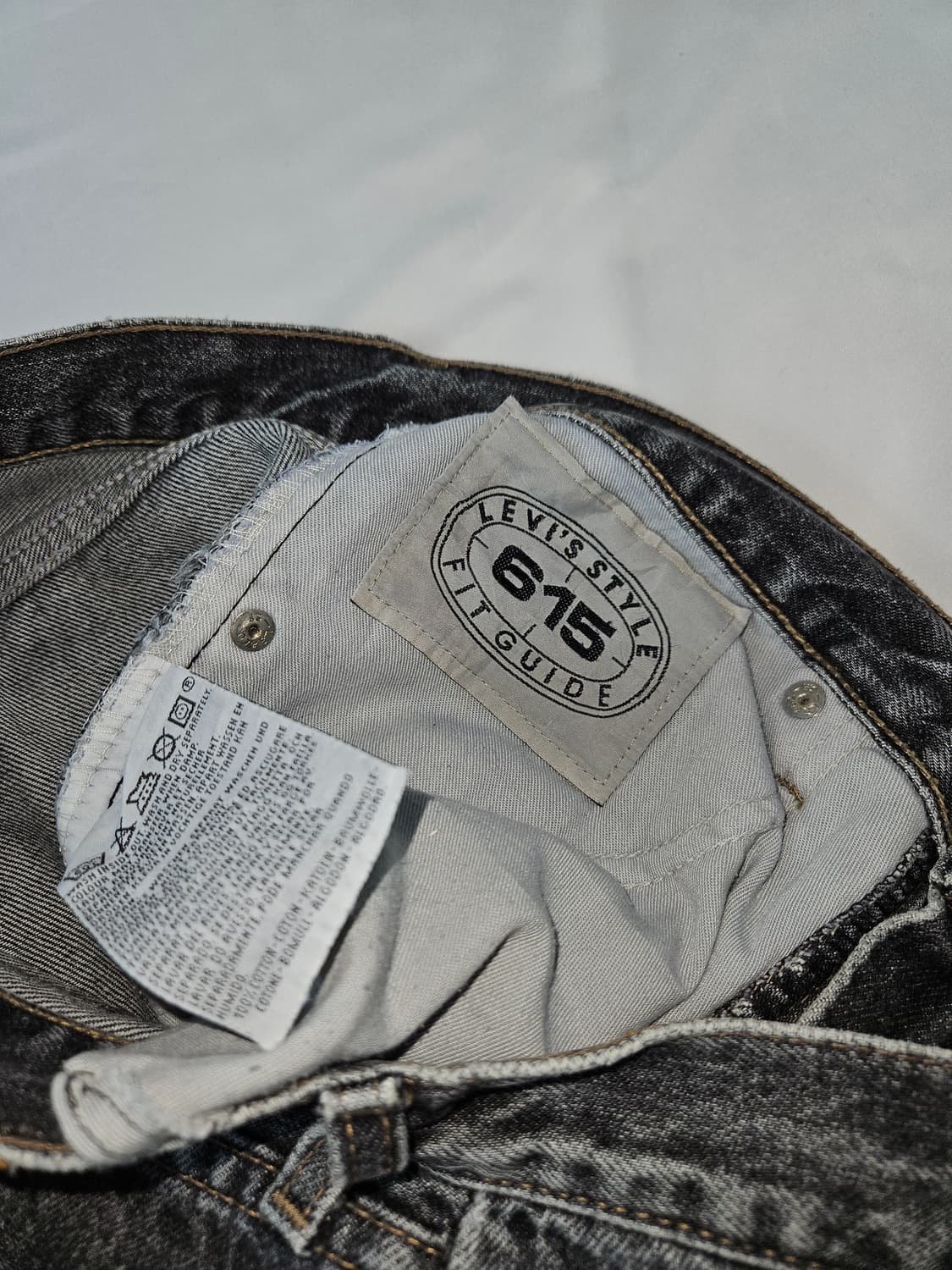 90s 리바이스 615 오렌지탭 워싱 데님팬츠 흑청 블랙 진 32 상품이미지5