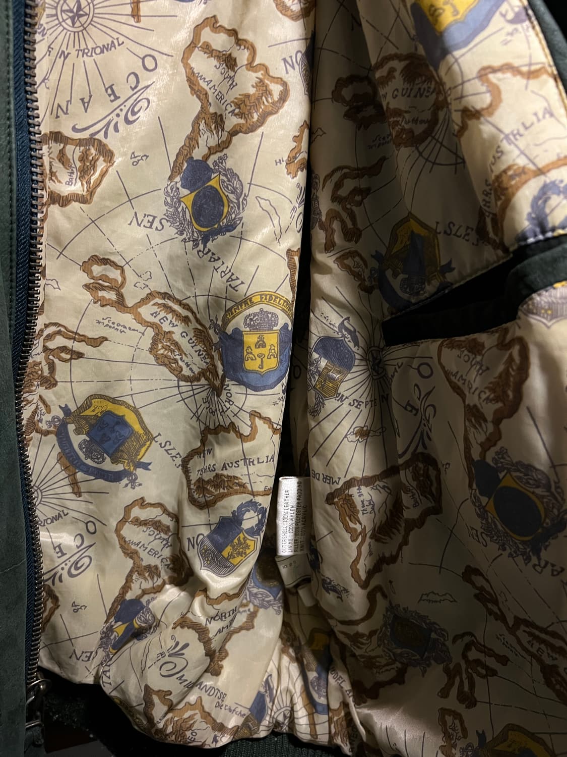 [M]90's USA 빈티지 그린 리얼레더 A-2 자켓 상품이미지6