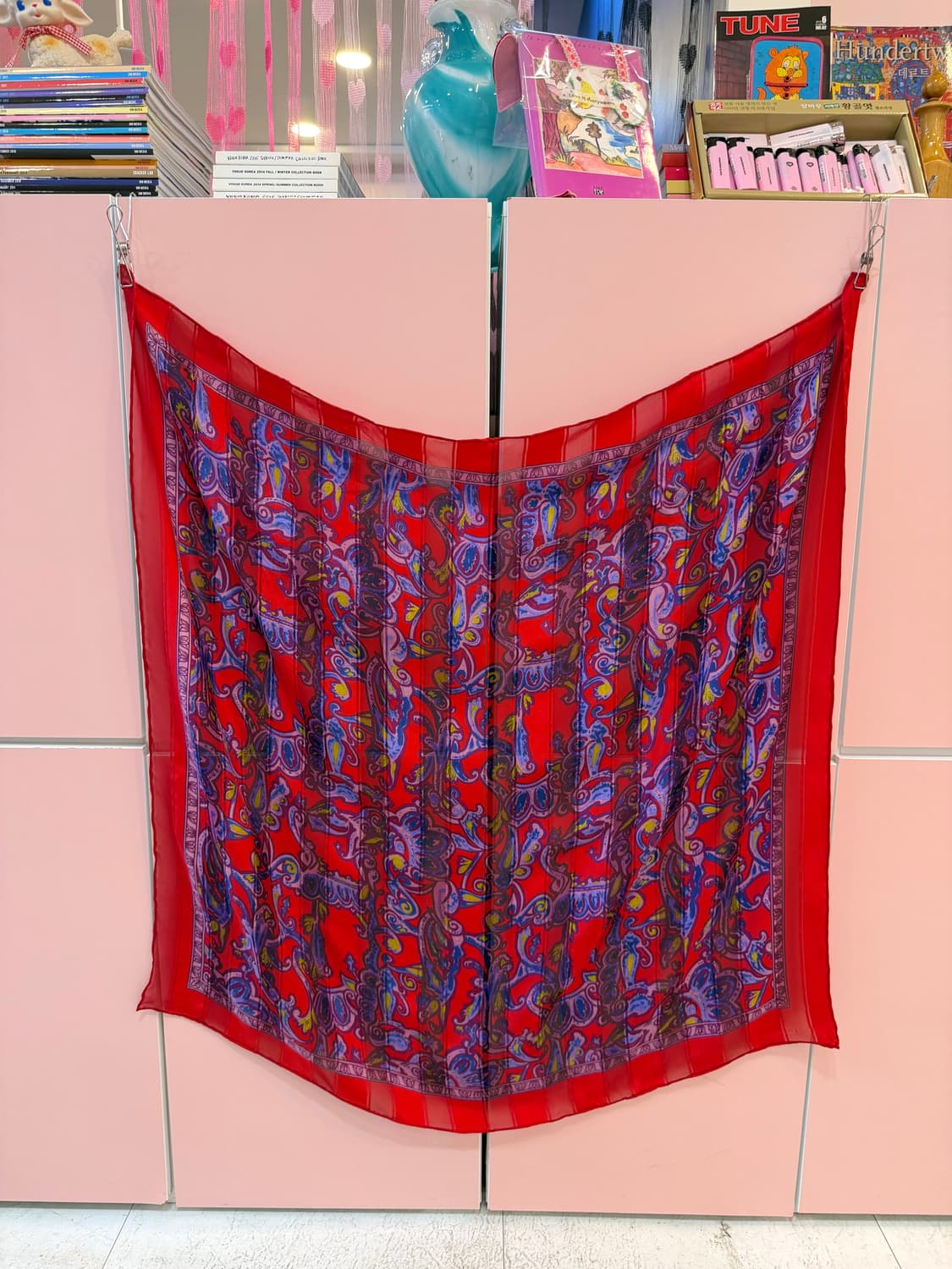 빈티지 인디안 패턴 레드 스카프 상품이미지6