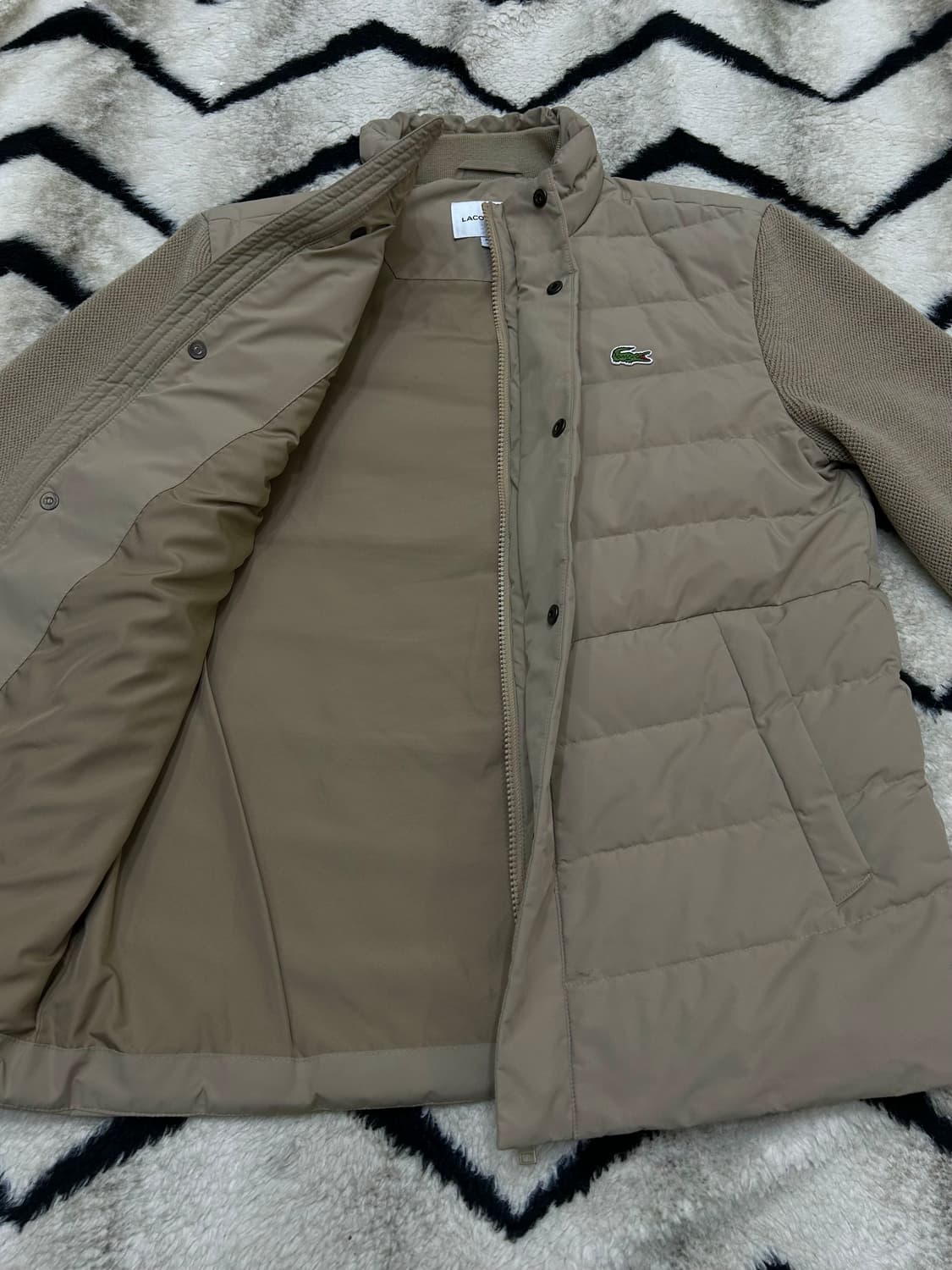 [M]라코스테 하이브리드 다운 니트 블루종/베이지 상품이미지4