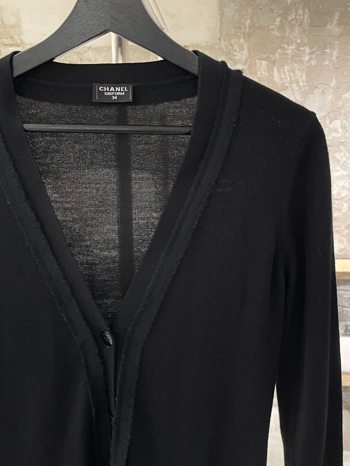샤넬 유니폼 블랙 패널 울 아칼릭 가디건 상품이미지3