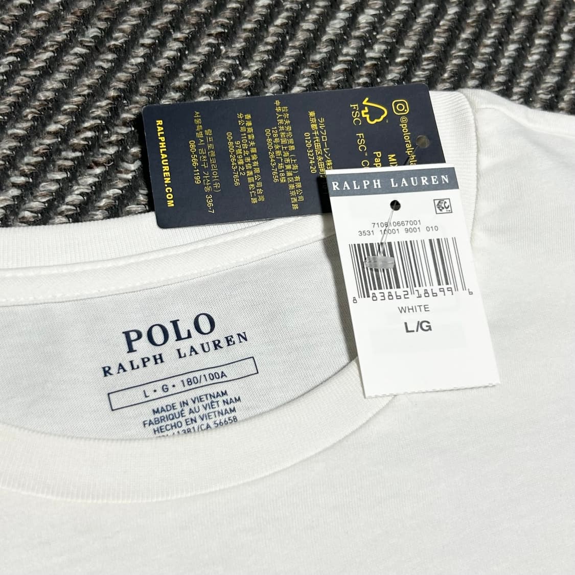 [L] Polo 폴로 랄프로렌 미사용 화이트 코튼 반팔티 상품이미지4