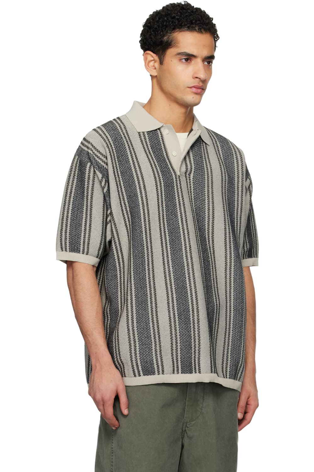 [S,M,L,XL]나나미카 26ss 스트라이프 폴로 니트/차콜 상품이미지2