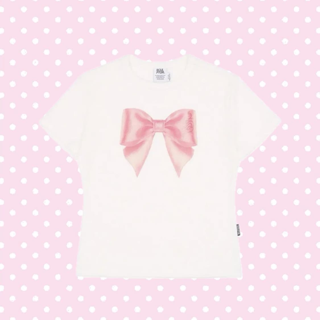 스컬프터 Big Bow Crop Top White 리본 티 상품이미지1
