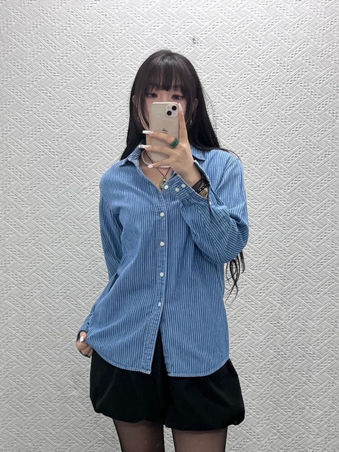 유니클로 U 르메르 레트로 빈티지 스트라이프 셔츠 S C10737 상품이미지2