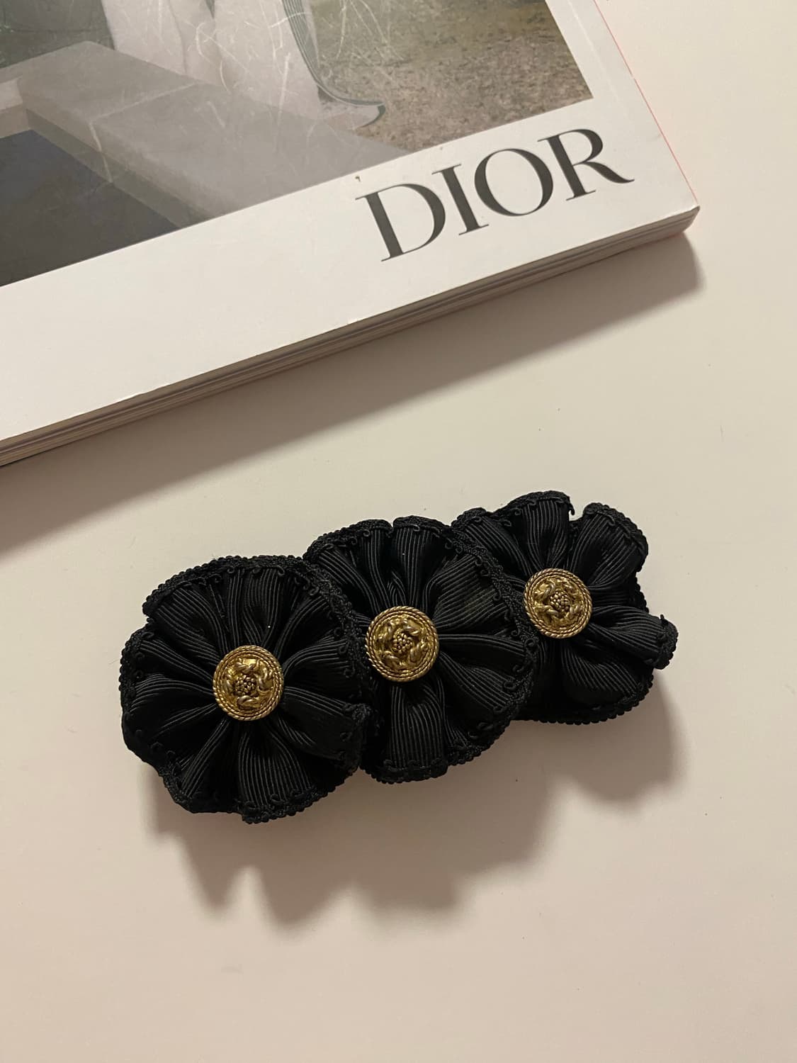 빈티지 패브릭 플리츠 헤어핀 헤어 악세사리 상품이미지1