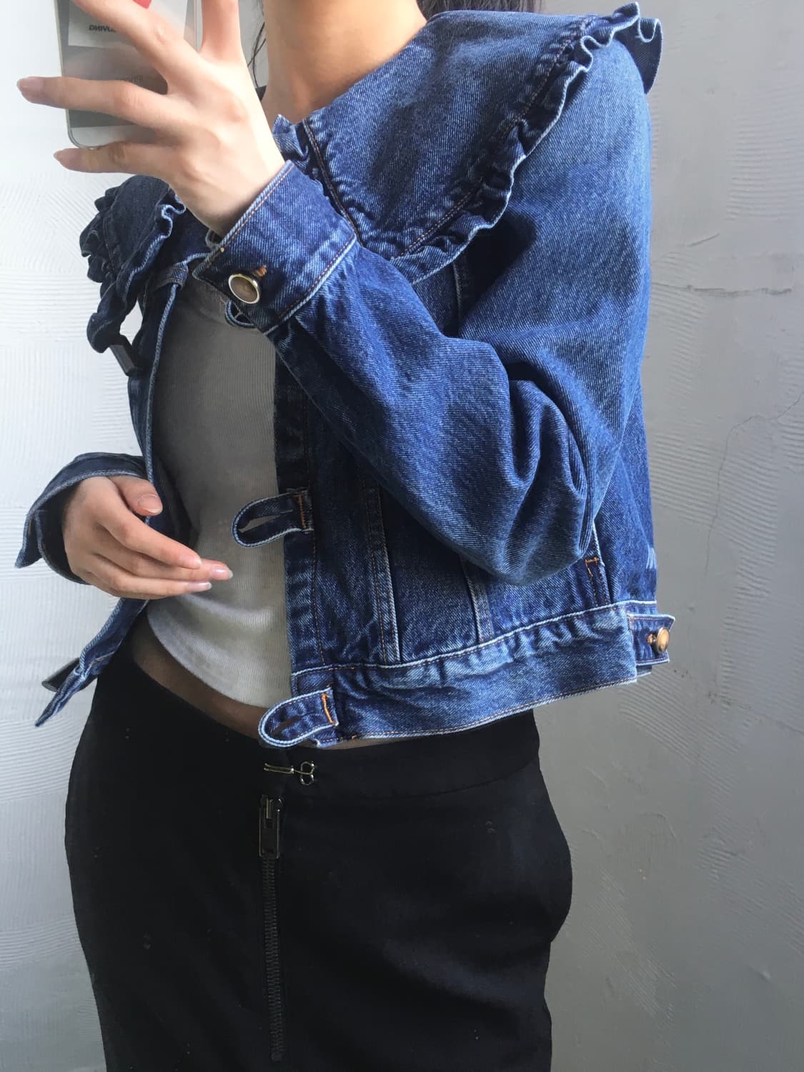 GANNI 가니 데님 숏 카라 더플 자켓 상품이미지2