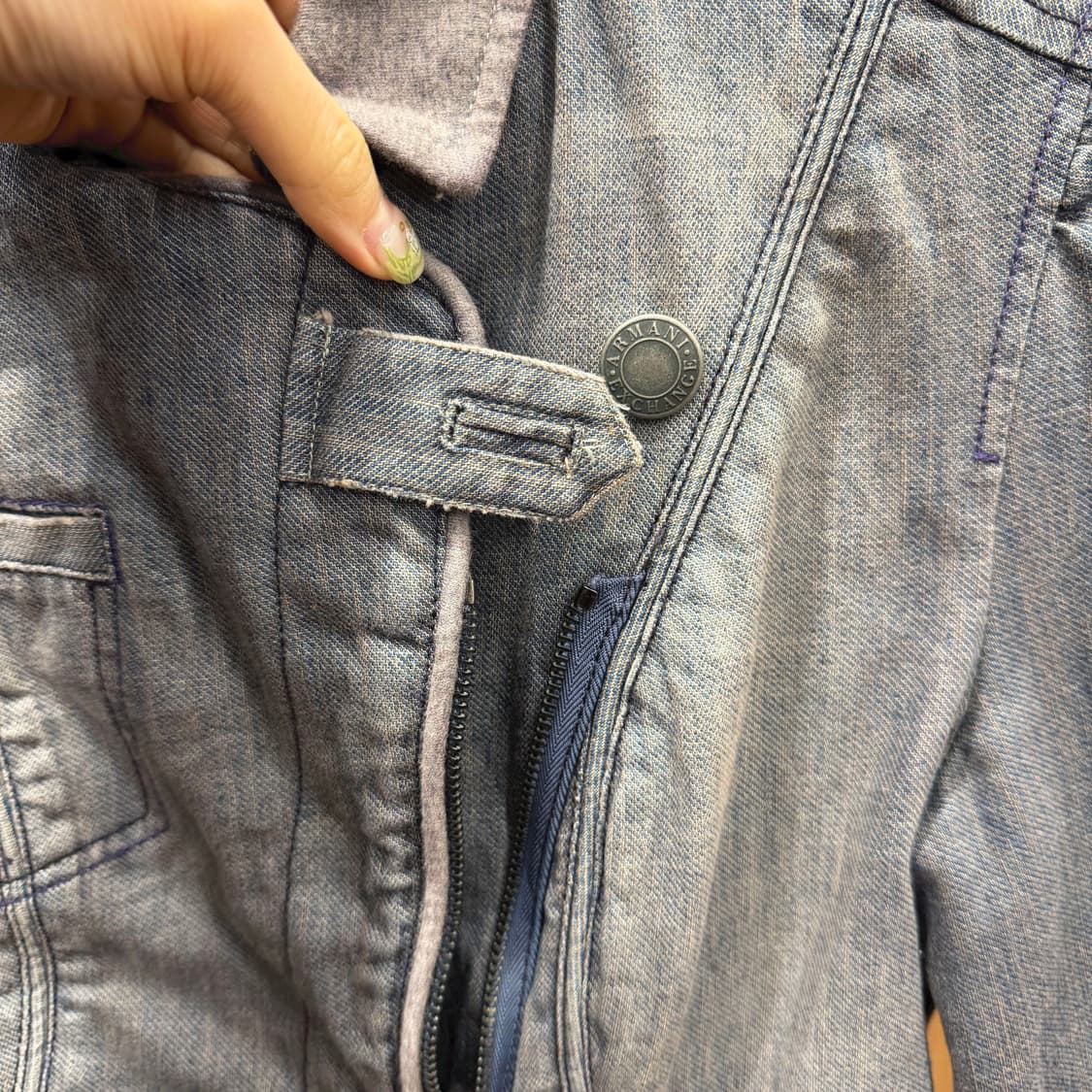 아르마니 익스체인지 긴팔 카라넥 집업 사선 지퍼 디테일 빈티지 그레이 상품이미지6