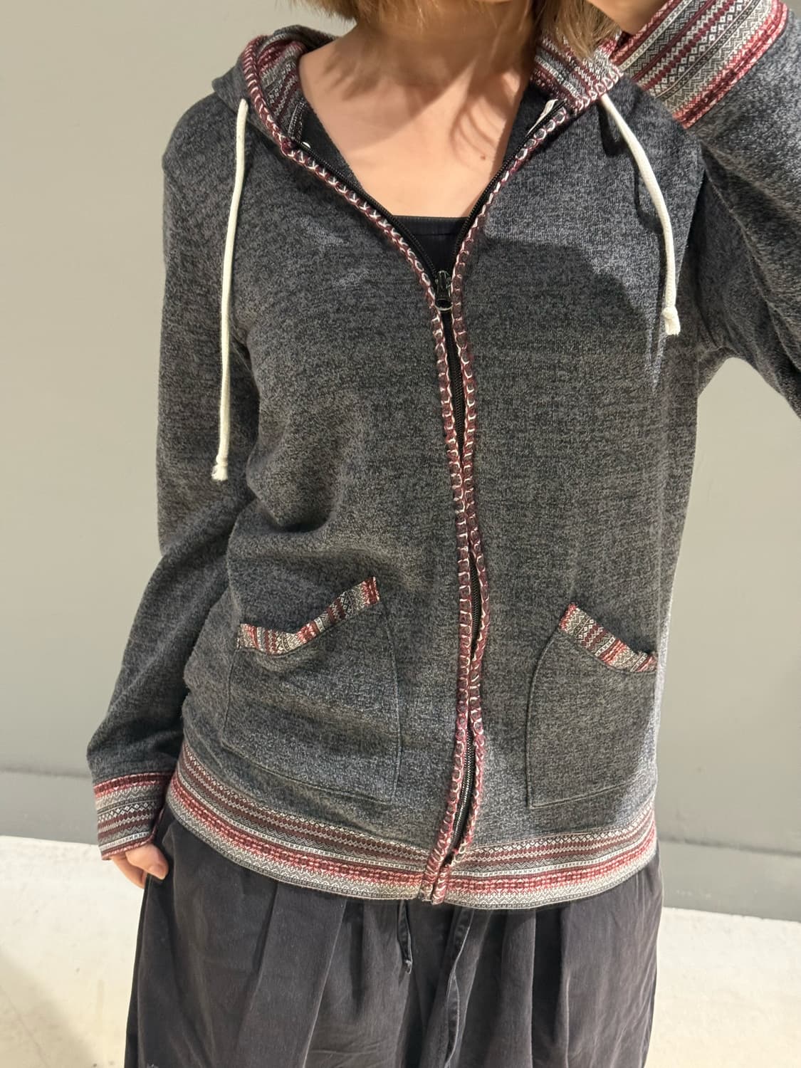 ethnic pattern point hood zip-up 상품이미지2