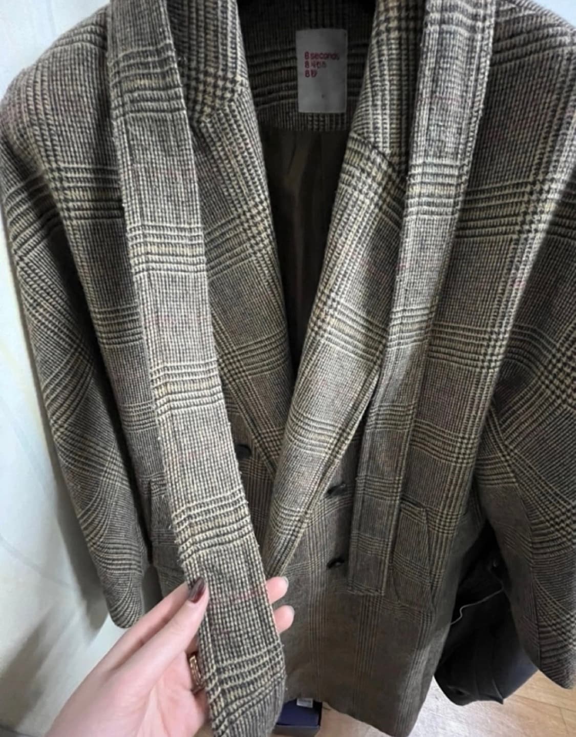 에잇세컨즈 8seconds 여성 벨티드 헤링본 체크 롱코트 상품이미지8