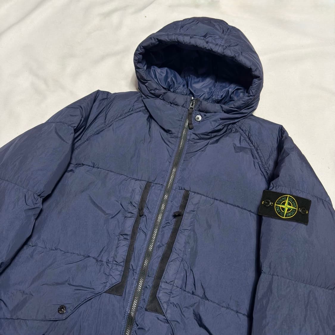 XXL 스톤아일랜드 패치와펜 가먼트 크링크랩스 다운 네이비 패딩 상품이미지1
