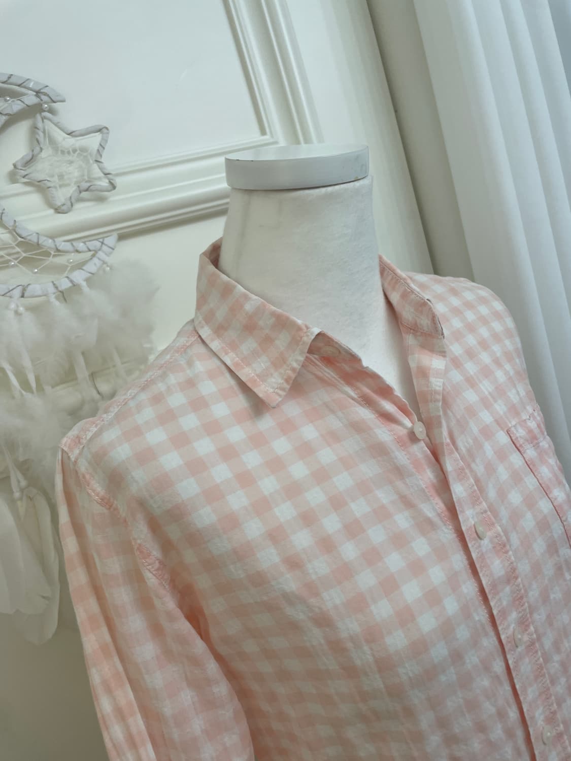 coral gingham-check summer shirt(size-0) 상품이미지7