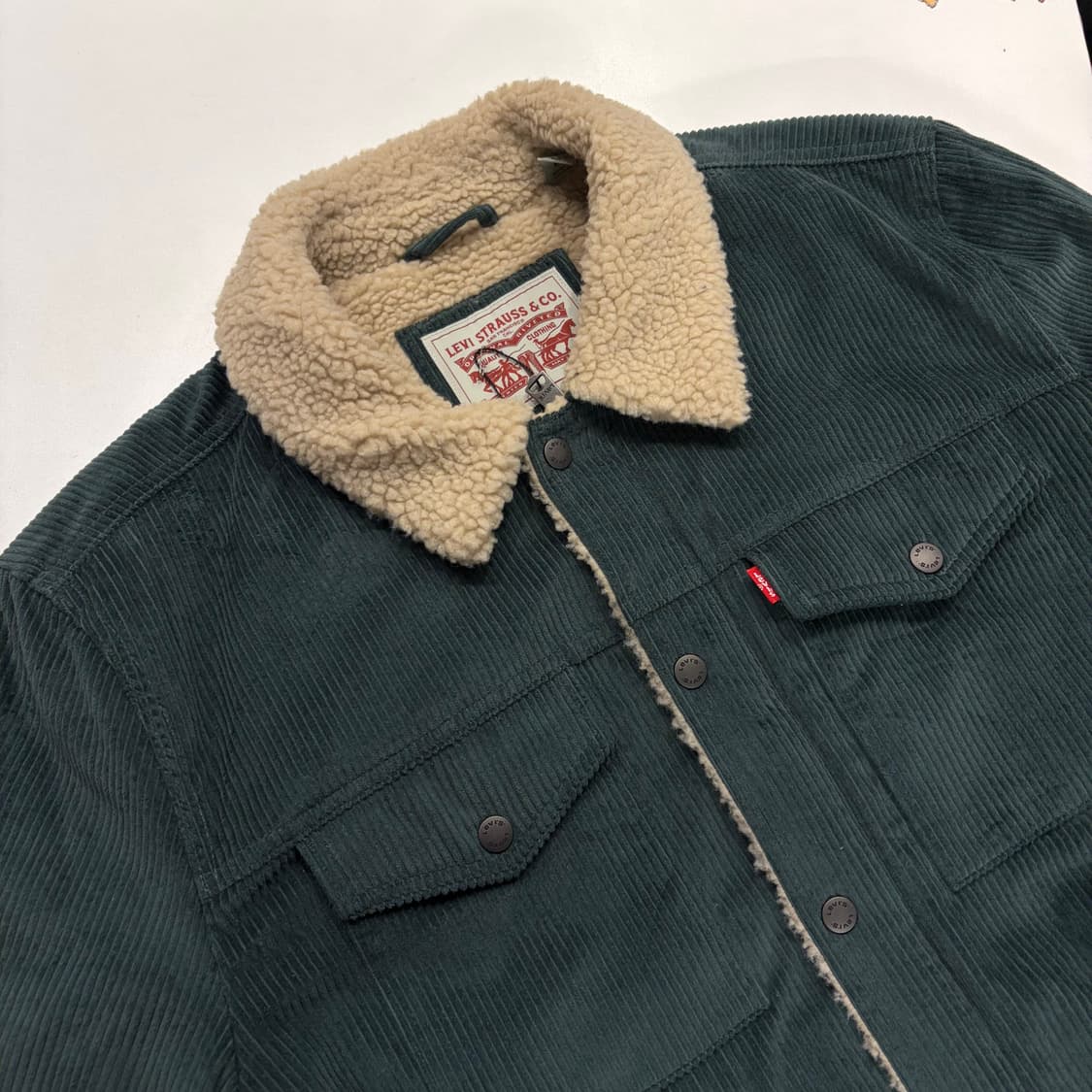 [XL] 리바이스 타입 3 코듀로이 쉐르파 트러커 자켓 그린 B979 상품이미지3
