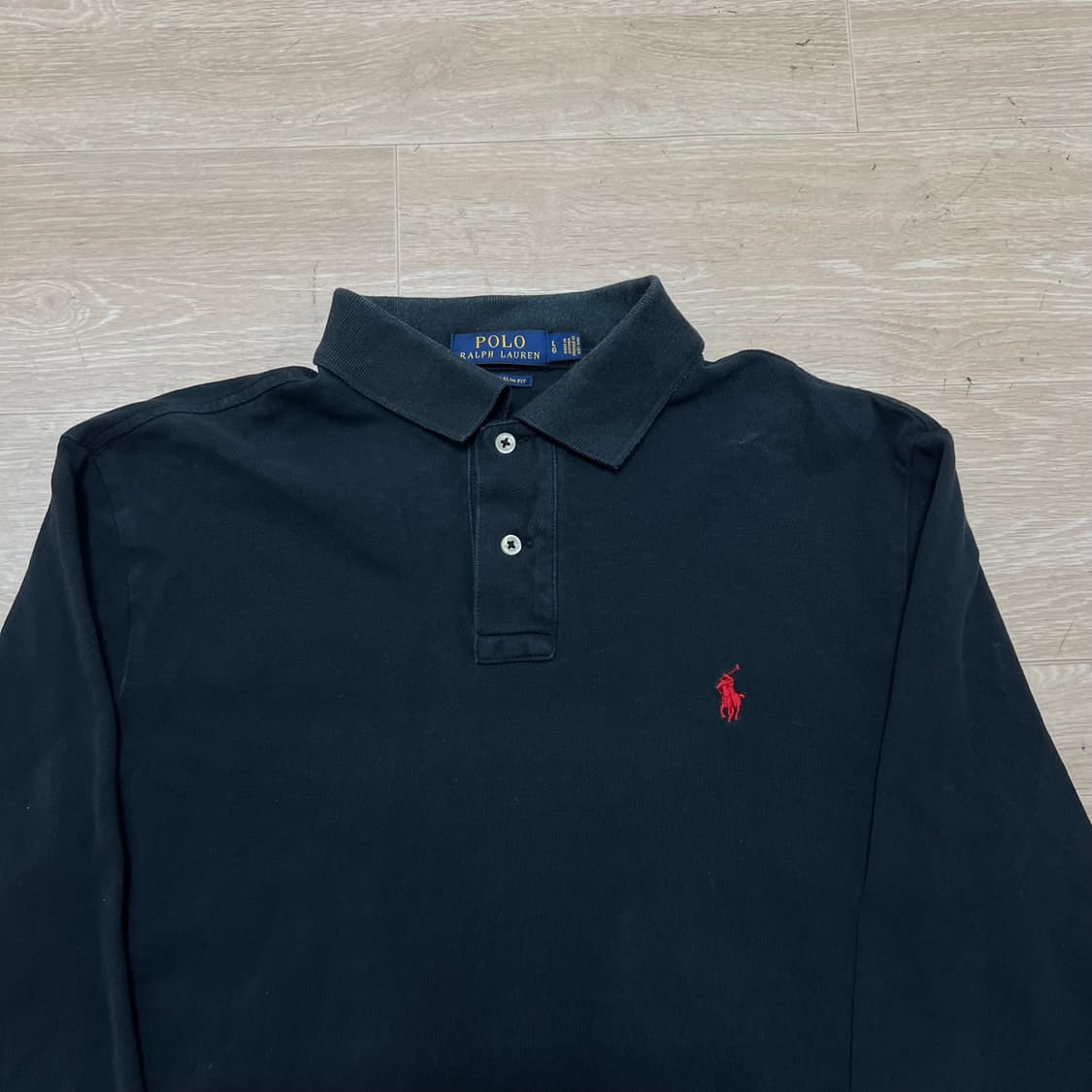 폴로 랄프로렌 커스텀 슬림핏 스몰포니 긴팔 카라티 [블랙] L/100 상품이미지2