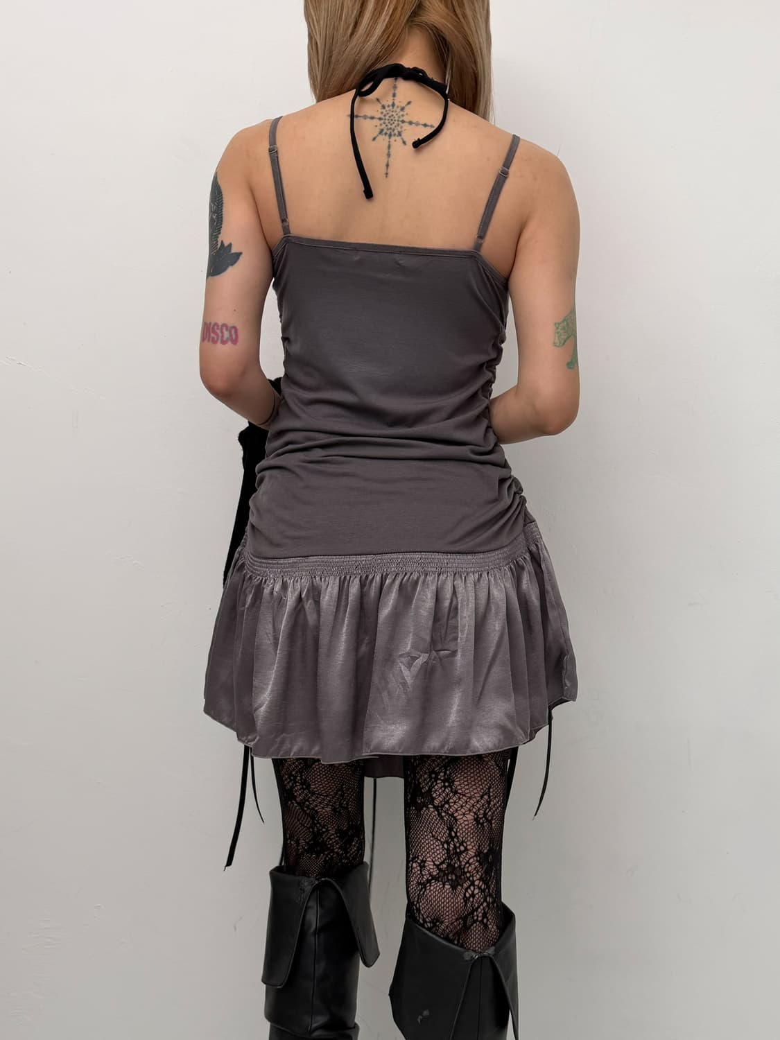 다크그레이 셔링 슬립 드레스 상품이미지2