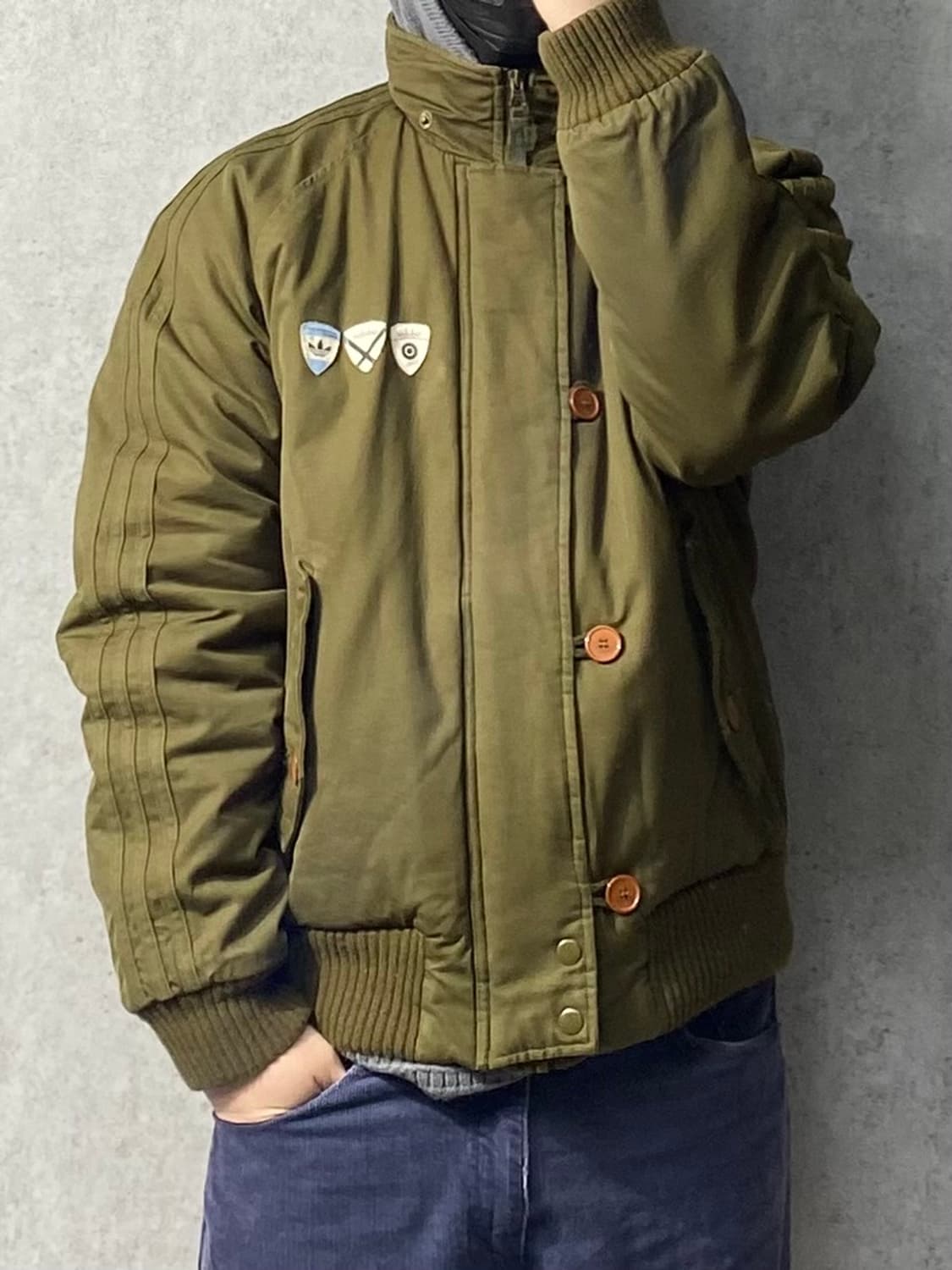 [XL] Adidas 아디다스 퀼팅라이닝 카키 봄버자켓 상품이미지10