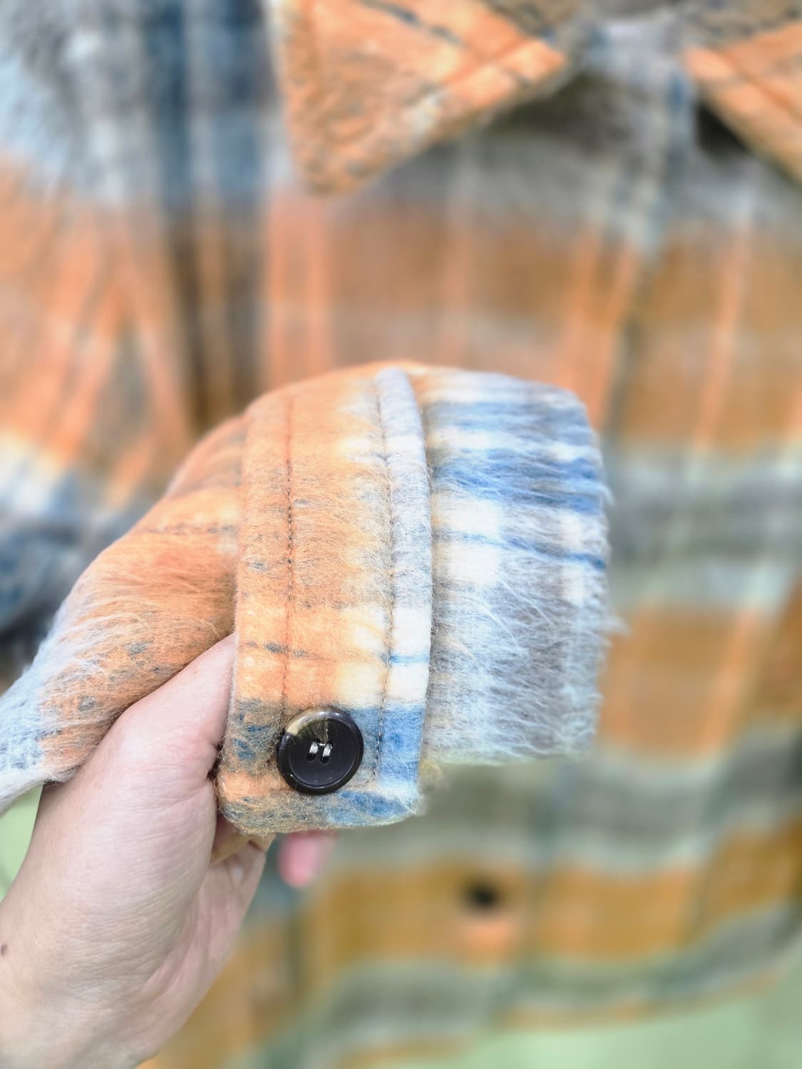 CodeBy 오렌지 체크 모직 자켓 상품이미지3