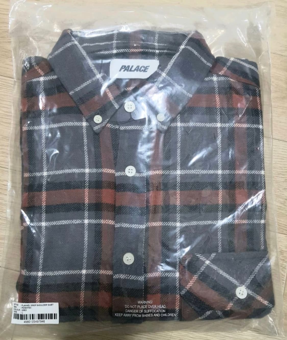 [L] 팔라스 플란넬 드롭 숄더 셔츠 그레이 새상품 palace 상품이미지2