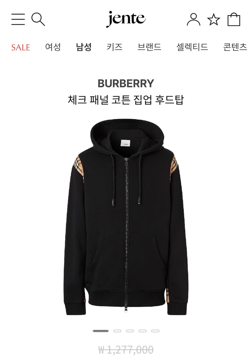 95~100/ 버버리 체크 패널 신형 후드집업 상품이미지2