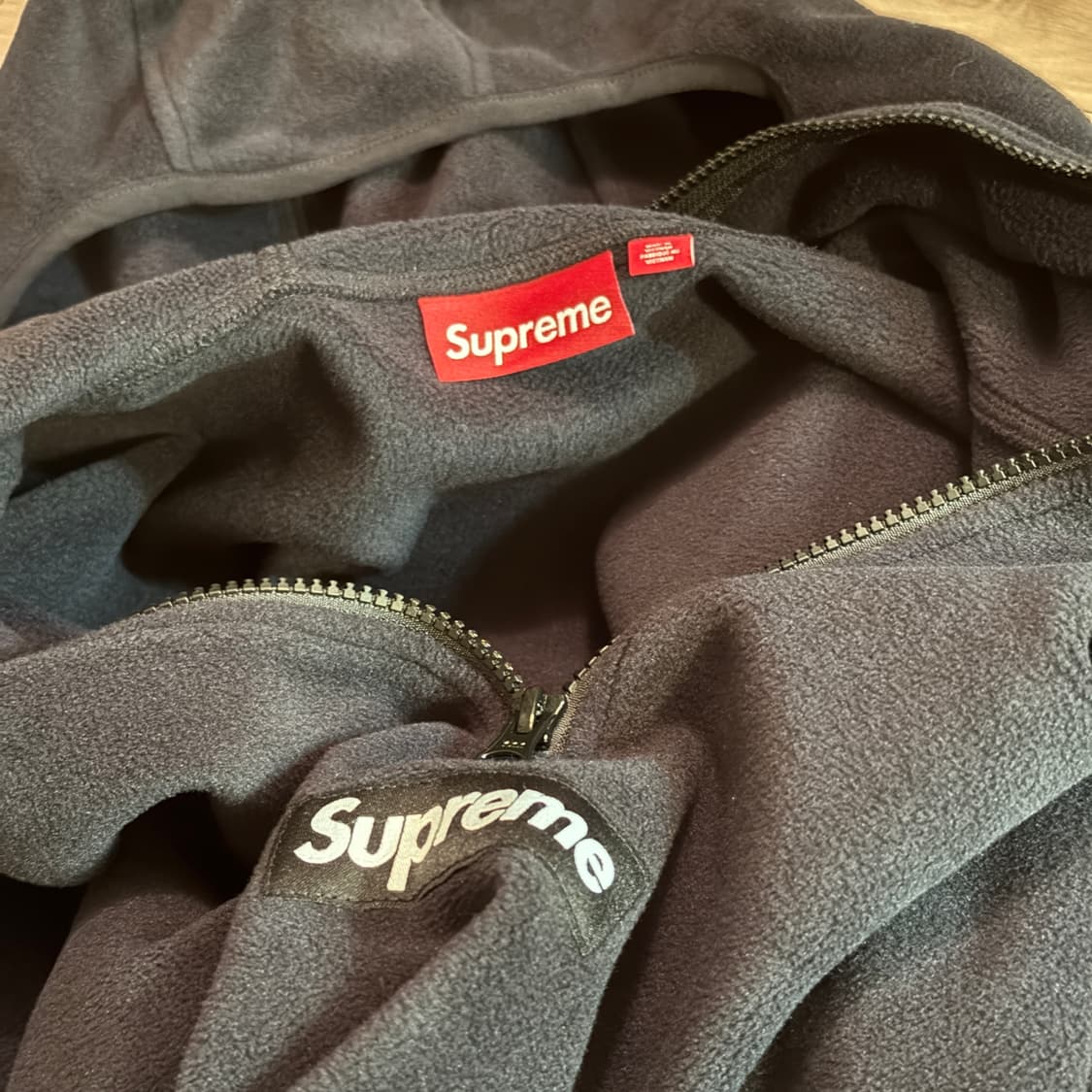 슈프림 폴라텍 페이스마스크 하프 집 후드 블랙 XL 상품이미지3