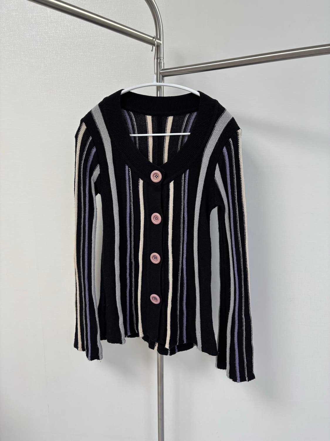  멀티 믹스 빅 버튼 빈티지 가디건 상품이미지4