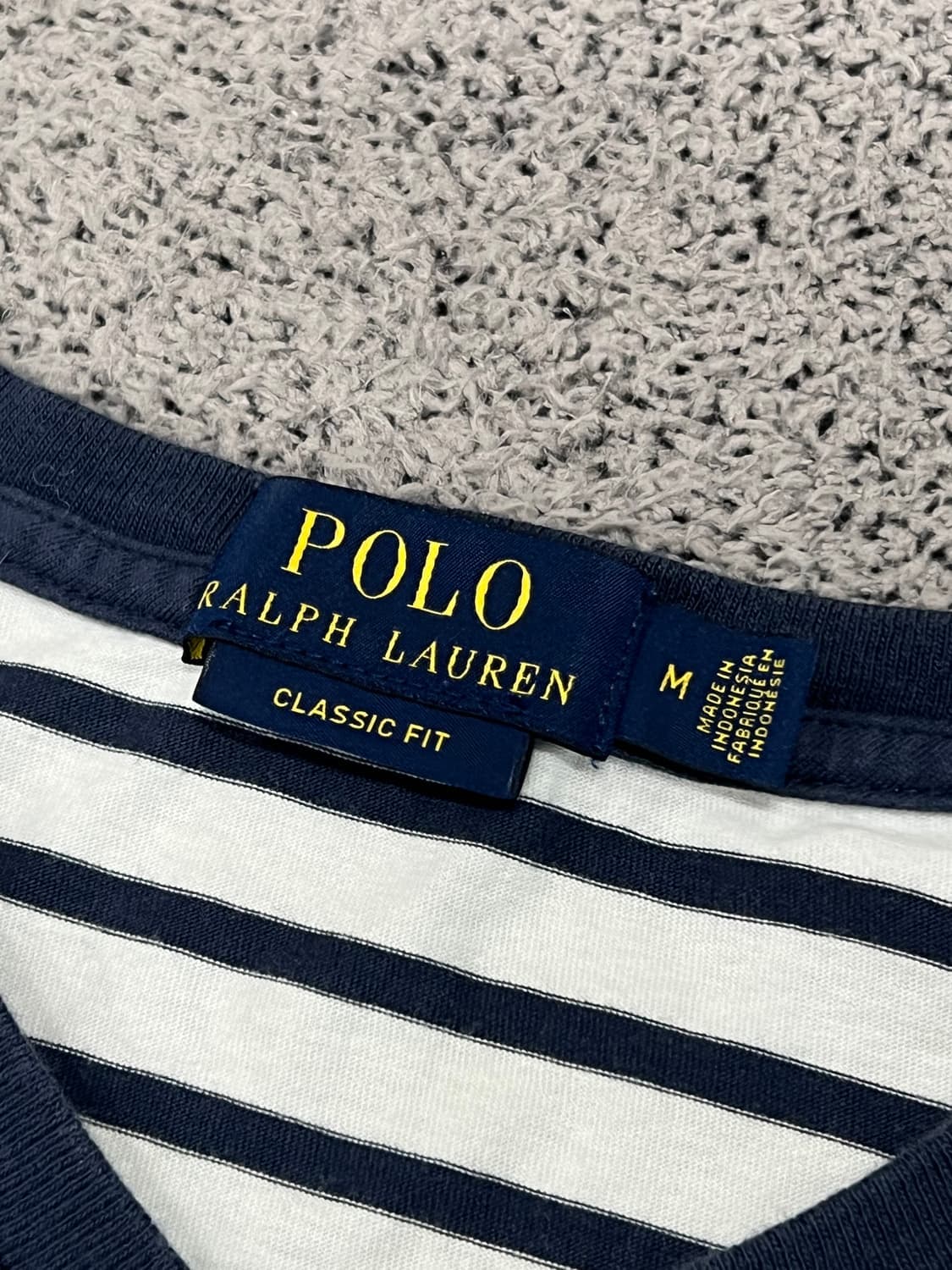 (M) 폴로 랄프로렌 커스텀핏 스트라이프 브이넥 포켓 반팔 티 상품이미지3