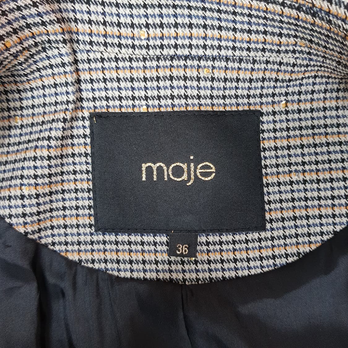 마쥬 MAJE 2025 하운드투스 체크 싱글 자켓 36사이즈 상품이미지6