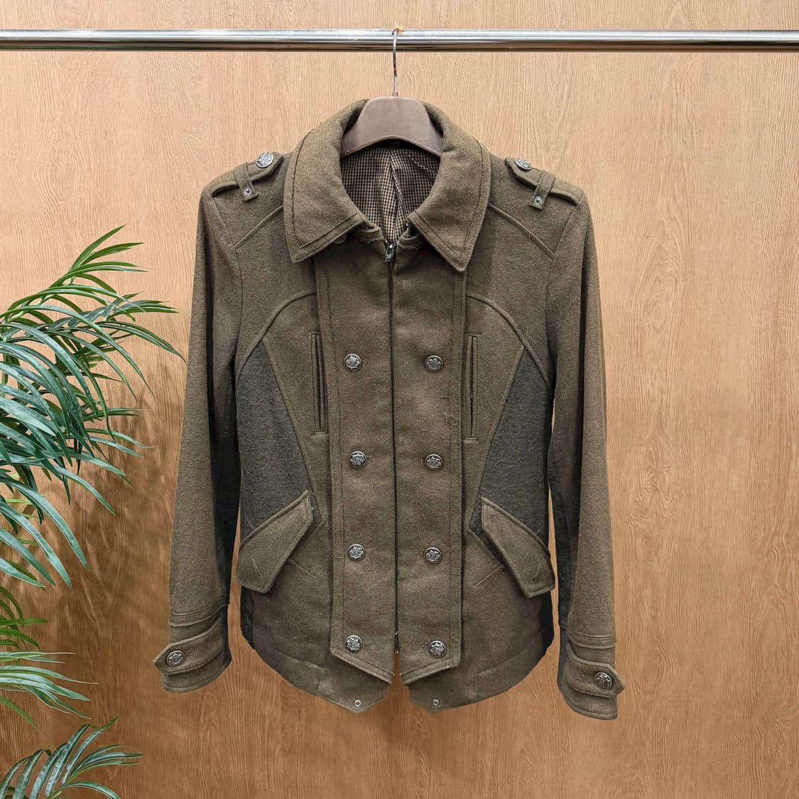 PPFM 밀리터리 더블 울 자켓 메탈 엠블럼 버튼 에폴렛 디테일 브라운 상품이미지1