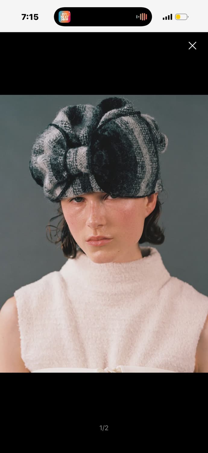 어썸니즈 터번 햇 리본 스트라이프 블랙 판매합니다 상품이미지1