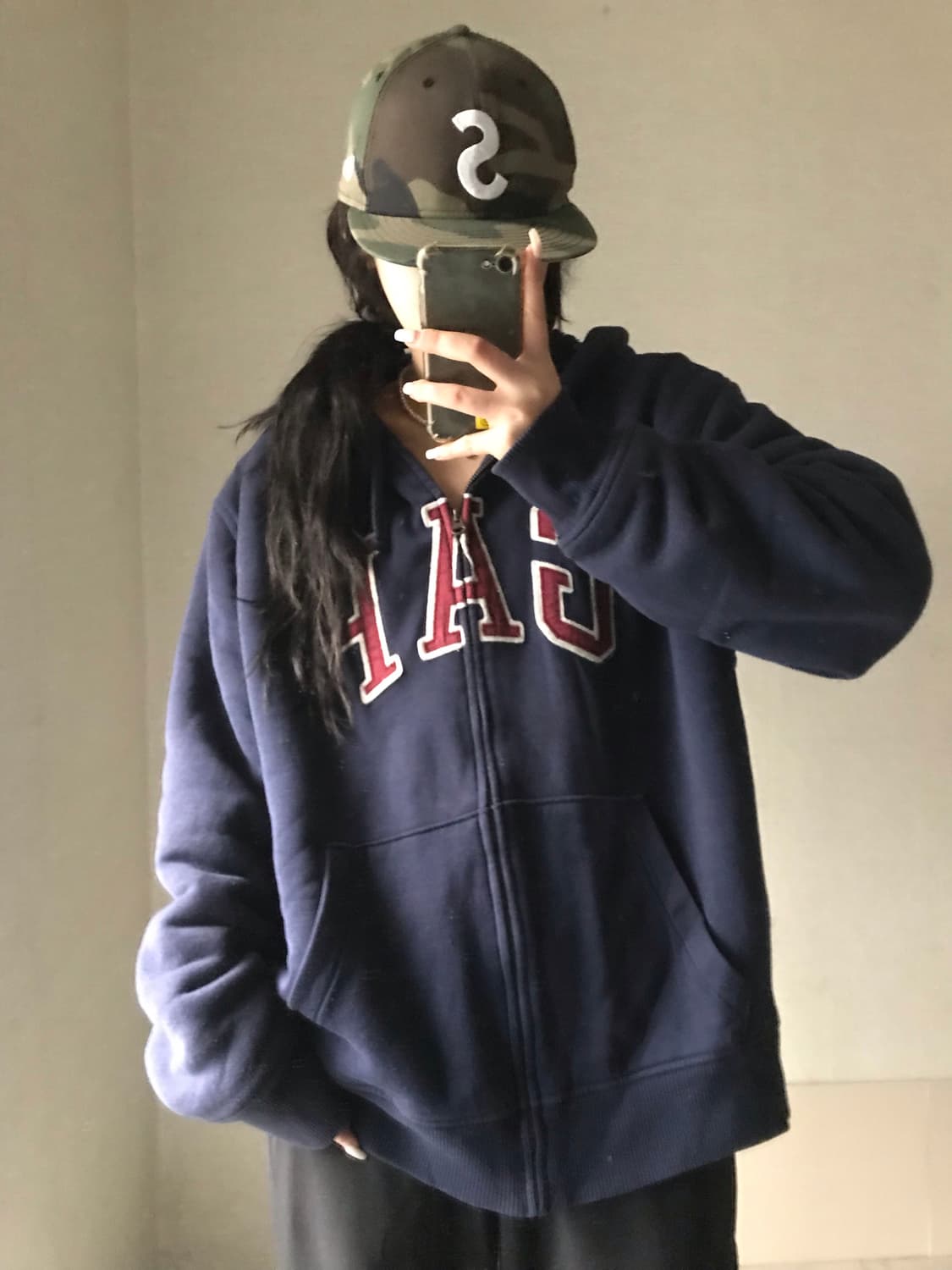 갭 네이비 보아퍼 후드집업 상품이미지1