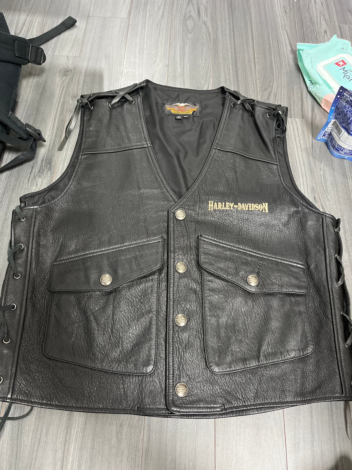 90's harley davidson leather vest 상품이미지1