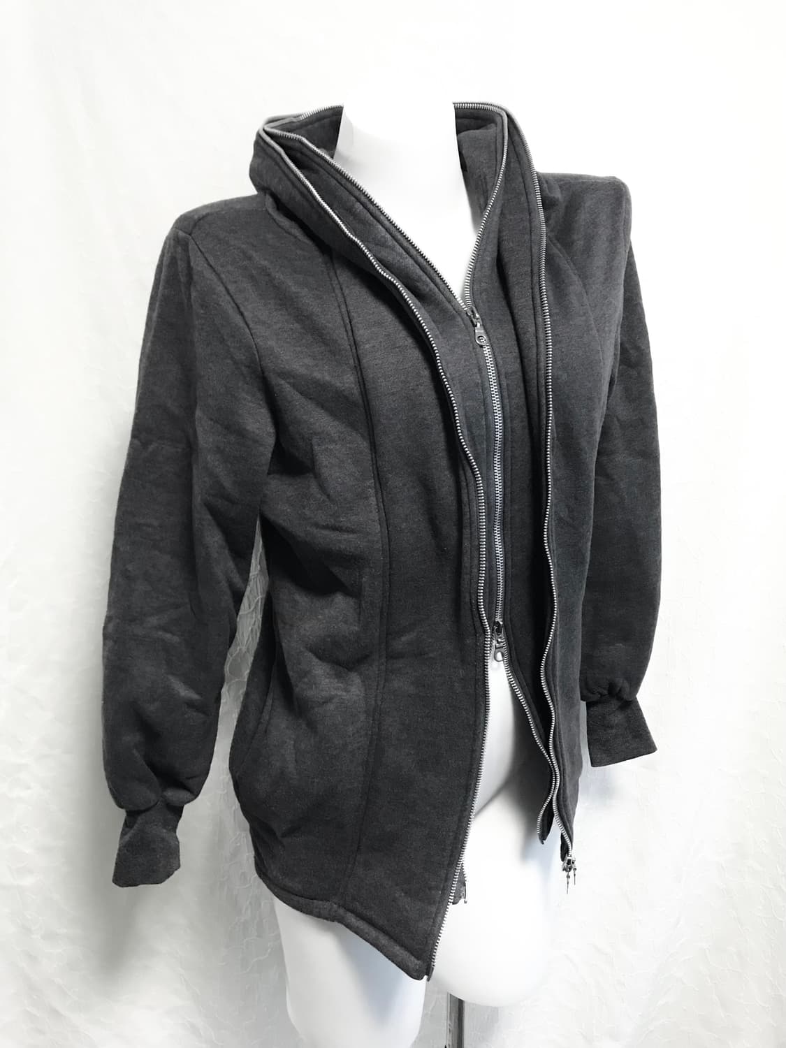 빈티지 아카이브 레이어드 투웨이 지퍼 기모 후드 집업 상품이미지2