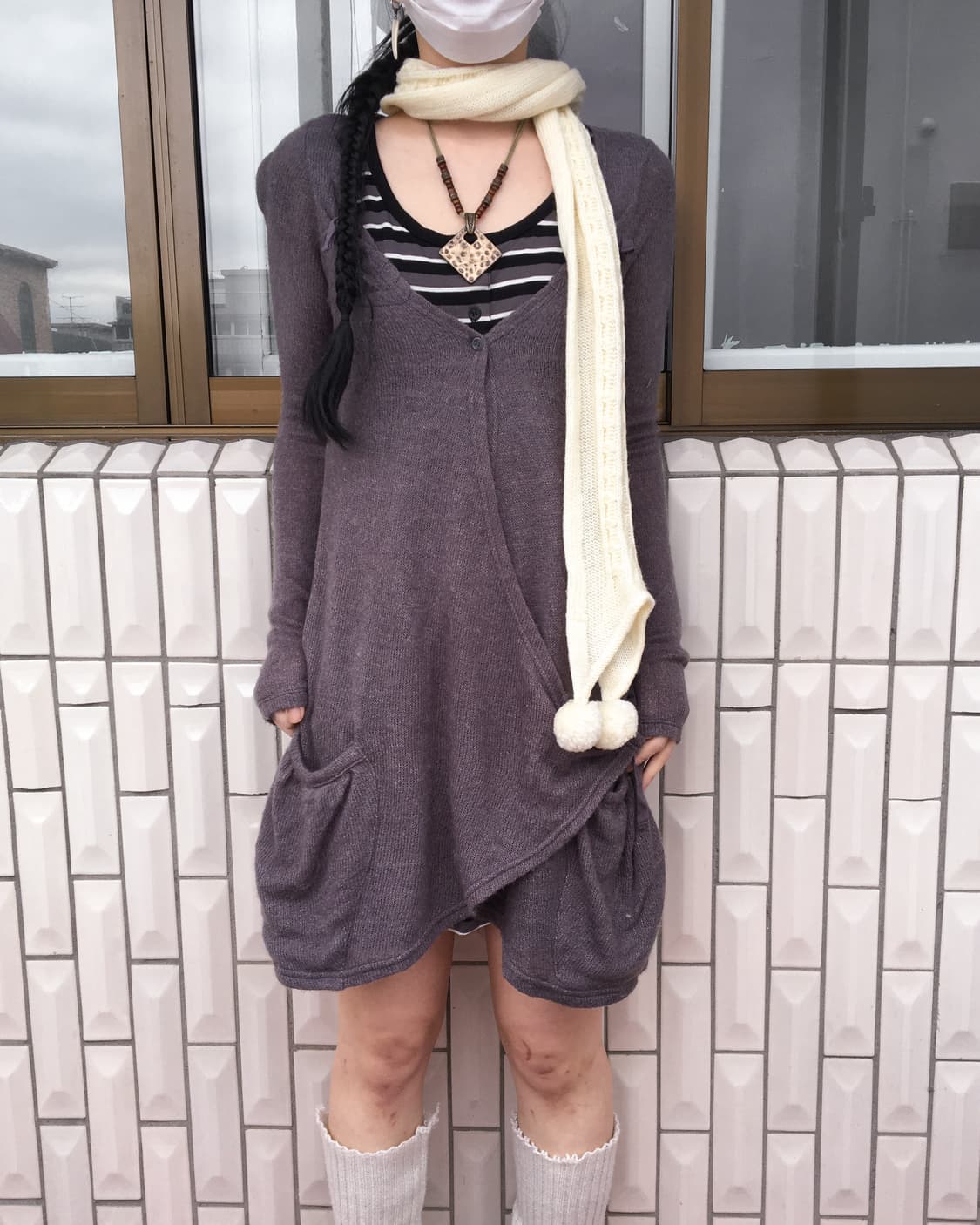  pom pom knit muffler 상품이미지2