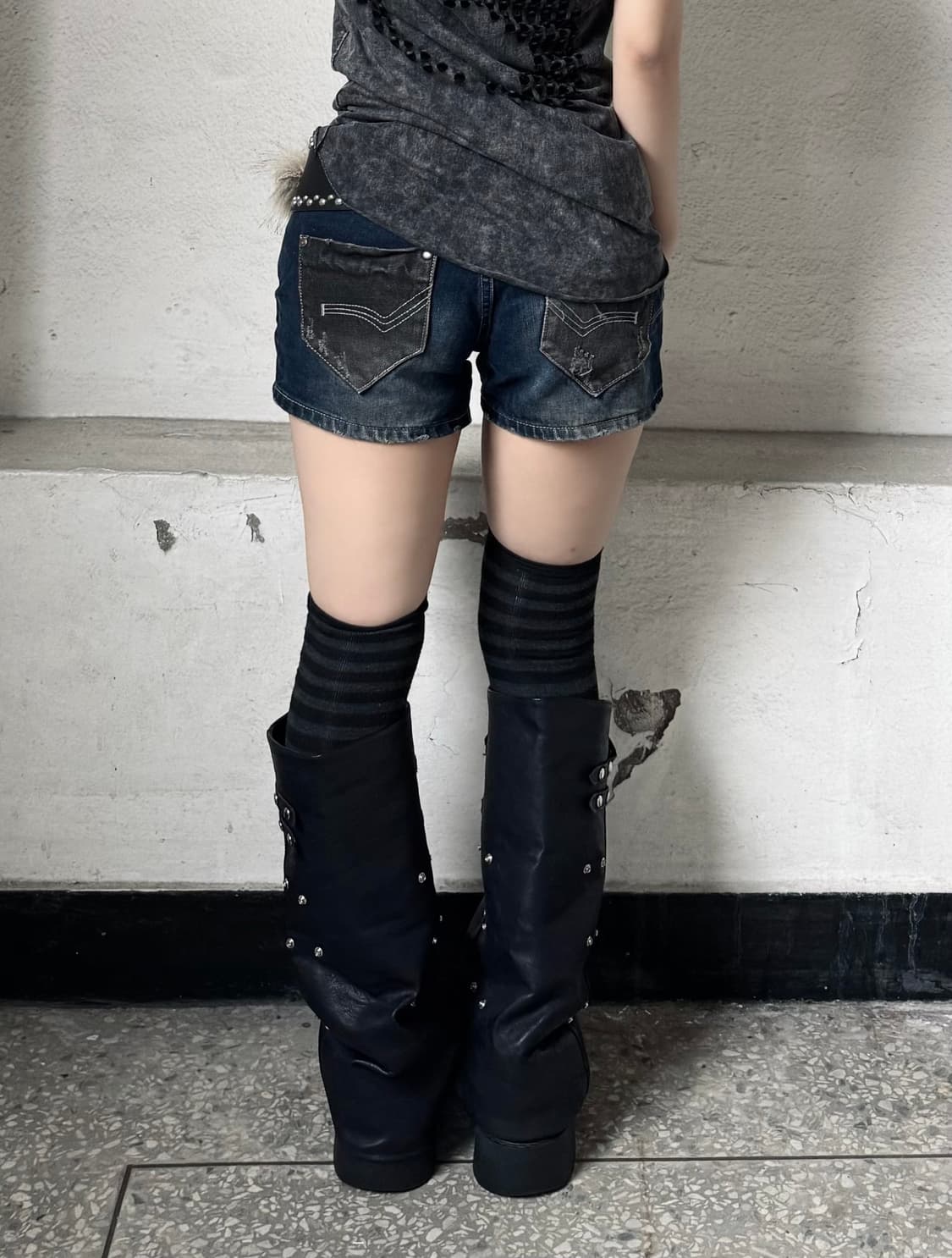  Contrast black wash shorts  상품이미지1