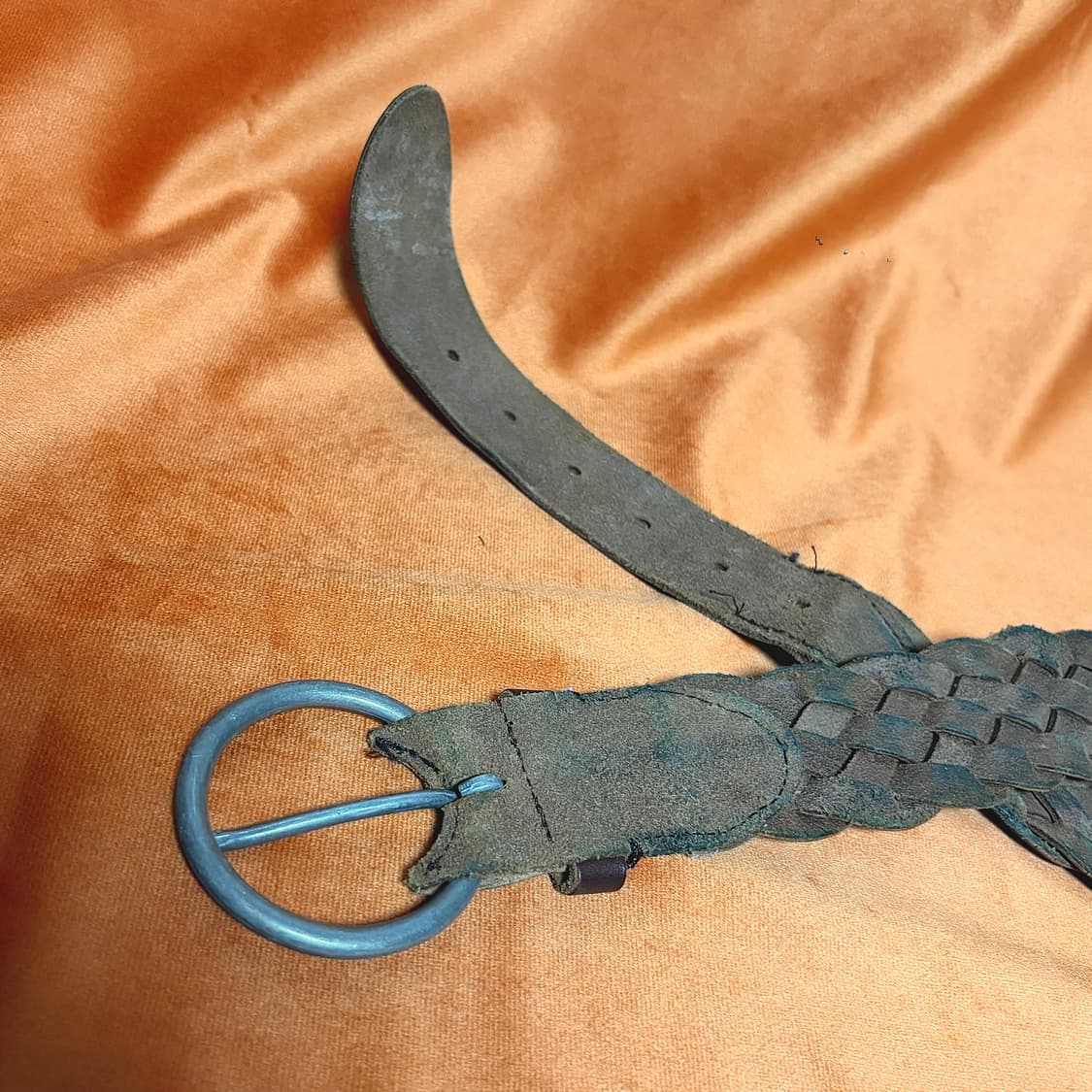 메탈링 버클 브레이디드 레더 벨트 상품이미지4