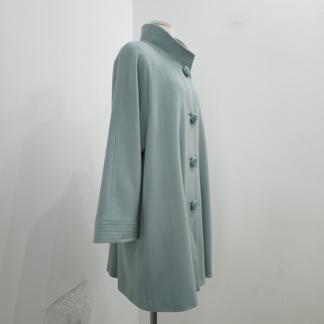 울100% 민트그레이 하이넥 코트 상품이미지2