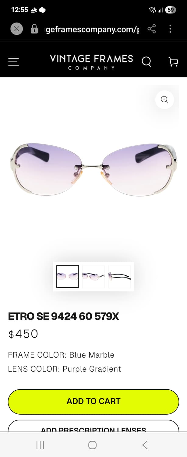 에트로 선글라스 퍼플 그라데이션 무테 썬글라스 안경 상품이미지10