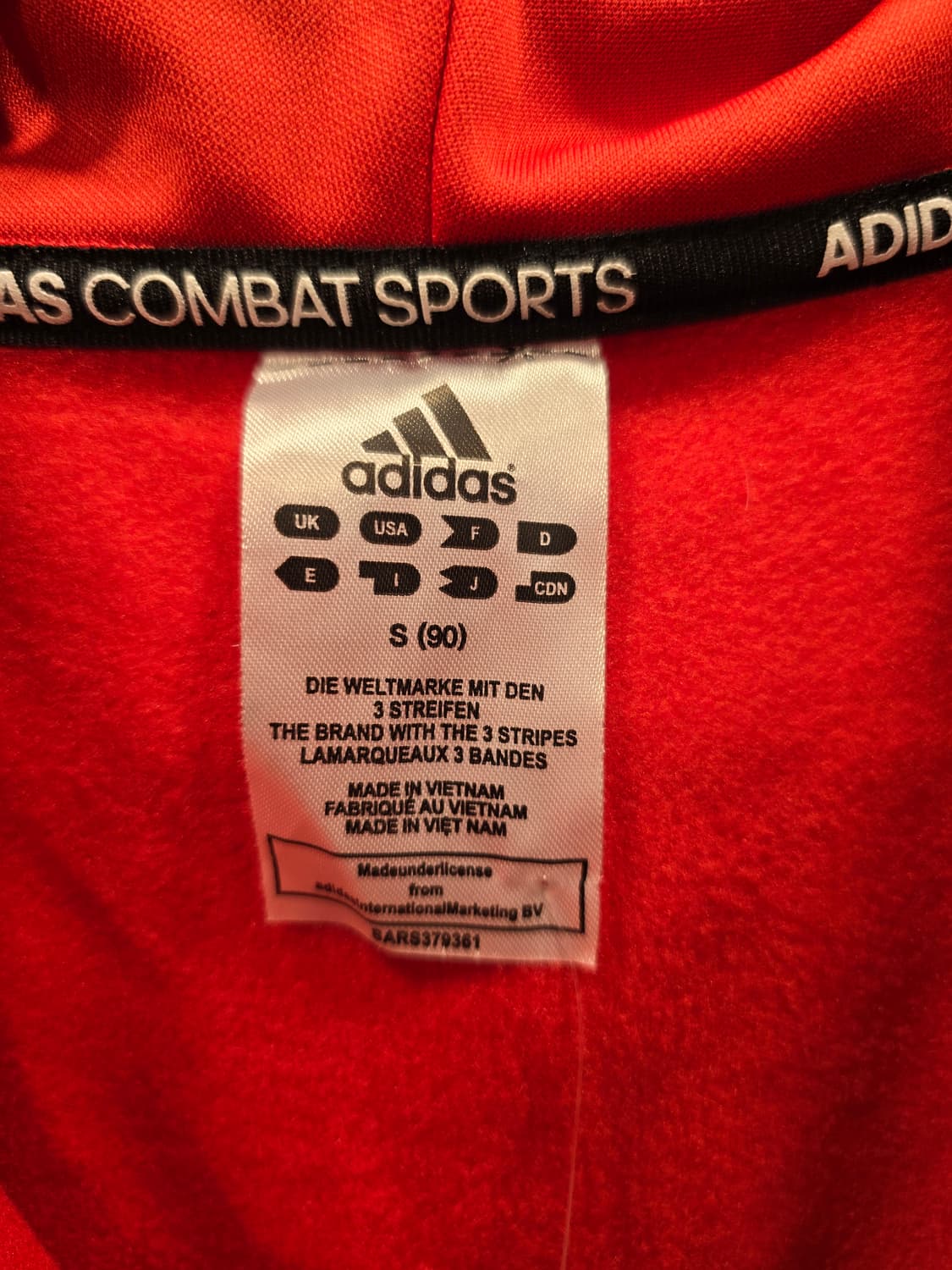 새상품) 아디다스 기모 컴뱃 스포츠 레드 후드집업 져지 90 상품이미지8