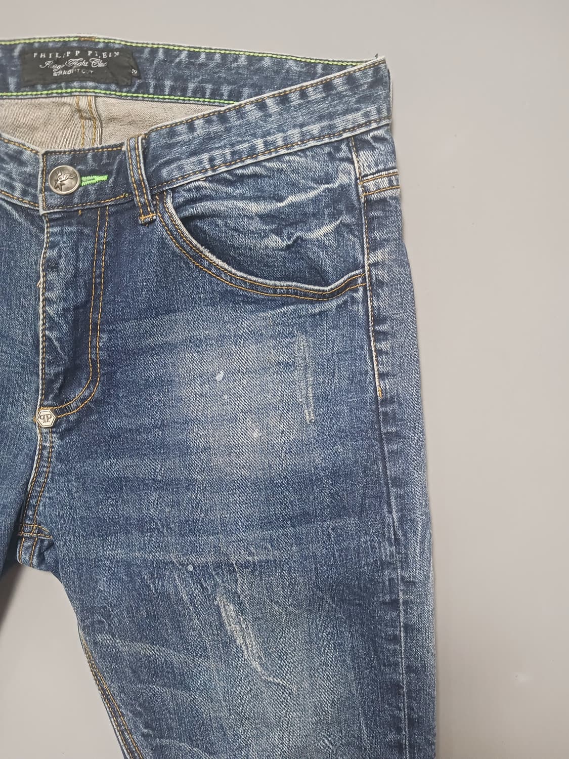 [32] 필립플레인 데미지 형광 스트레이트진 청바지 상품이미지4