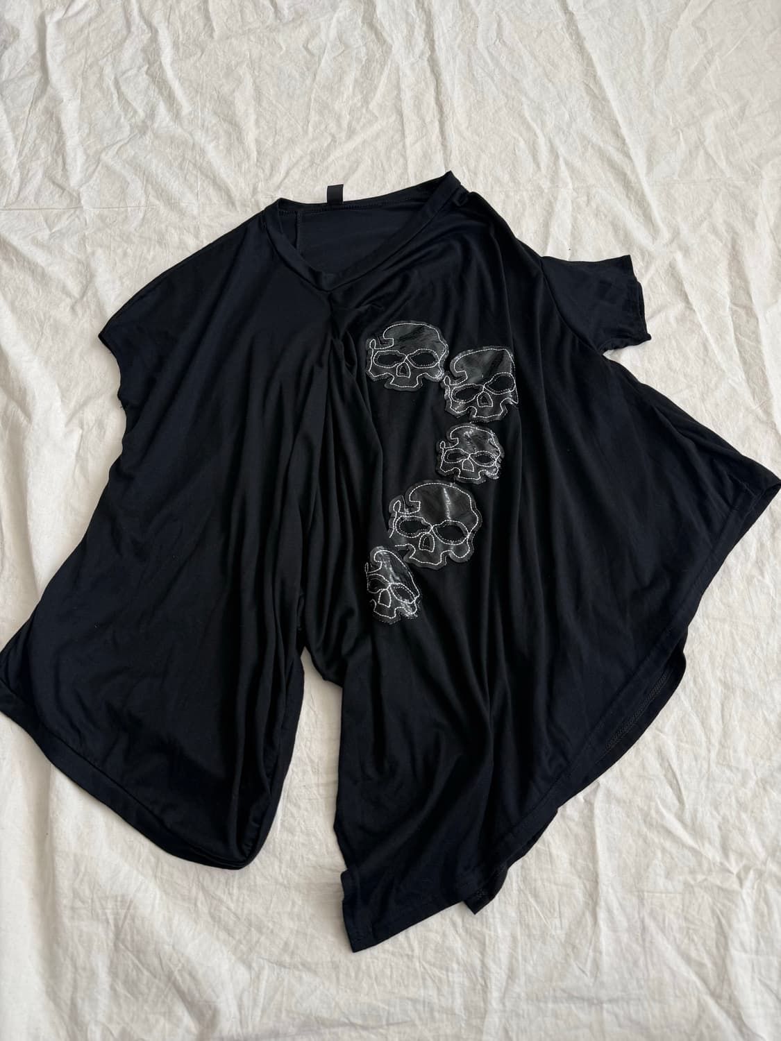 블랙 너드펑크 해골 탑 상품이미지1