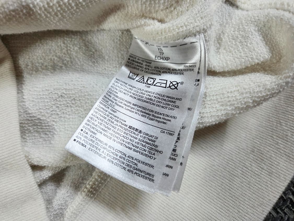 GAP 갭 빅로고 크림 화이트 풀집업 후드집업 상품이미지5