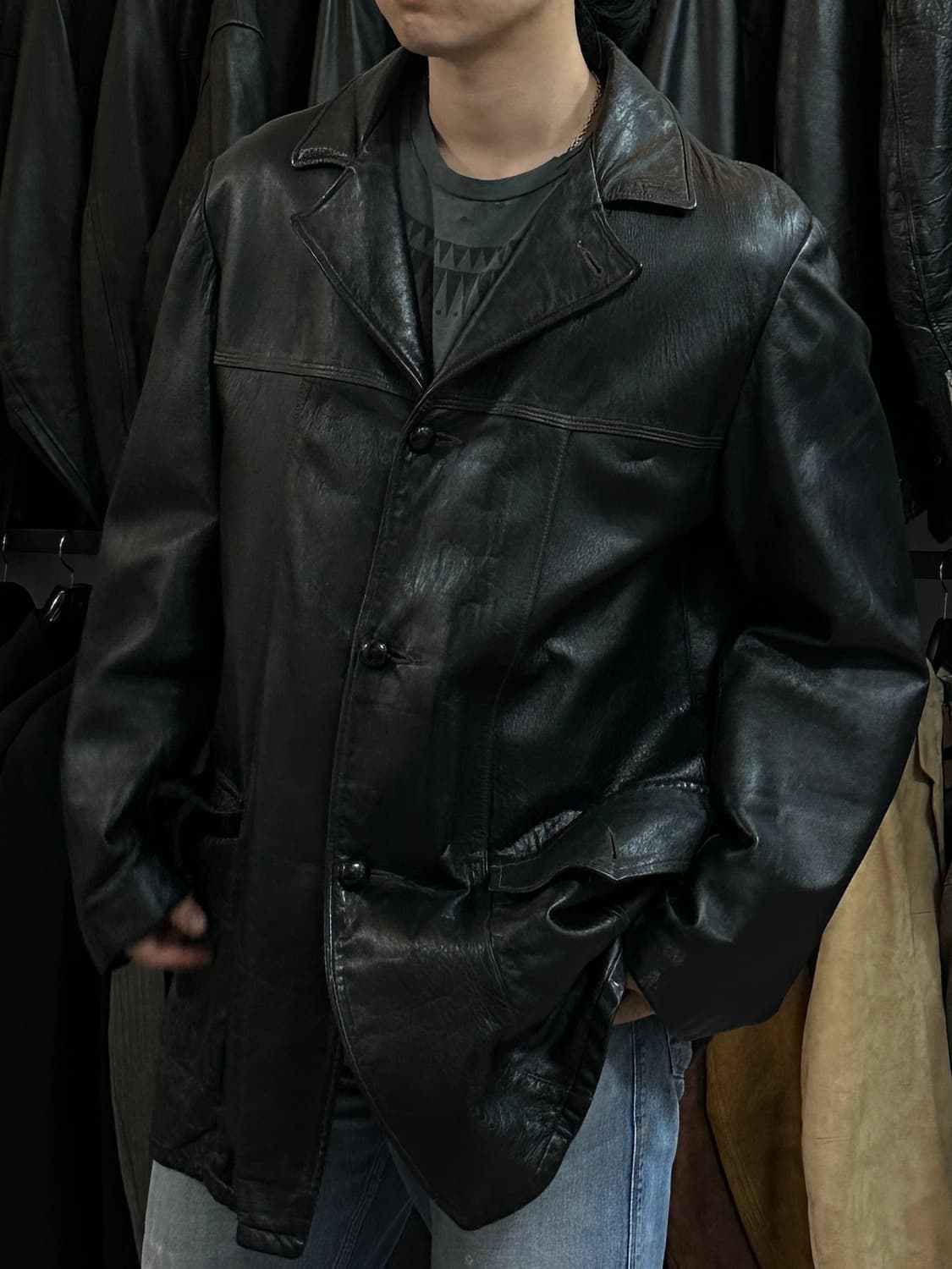 80's 빈티지 Sears 시어스 레더 코트 상품이미지9