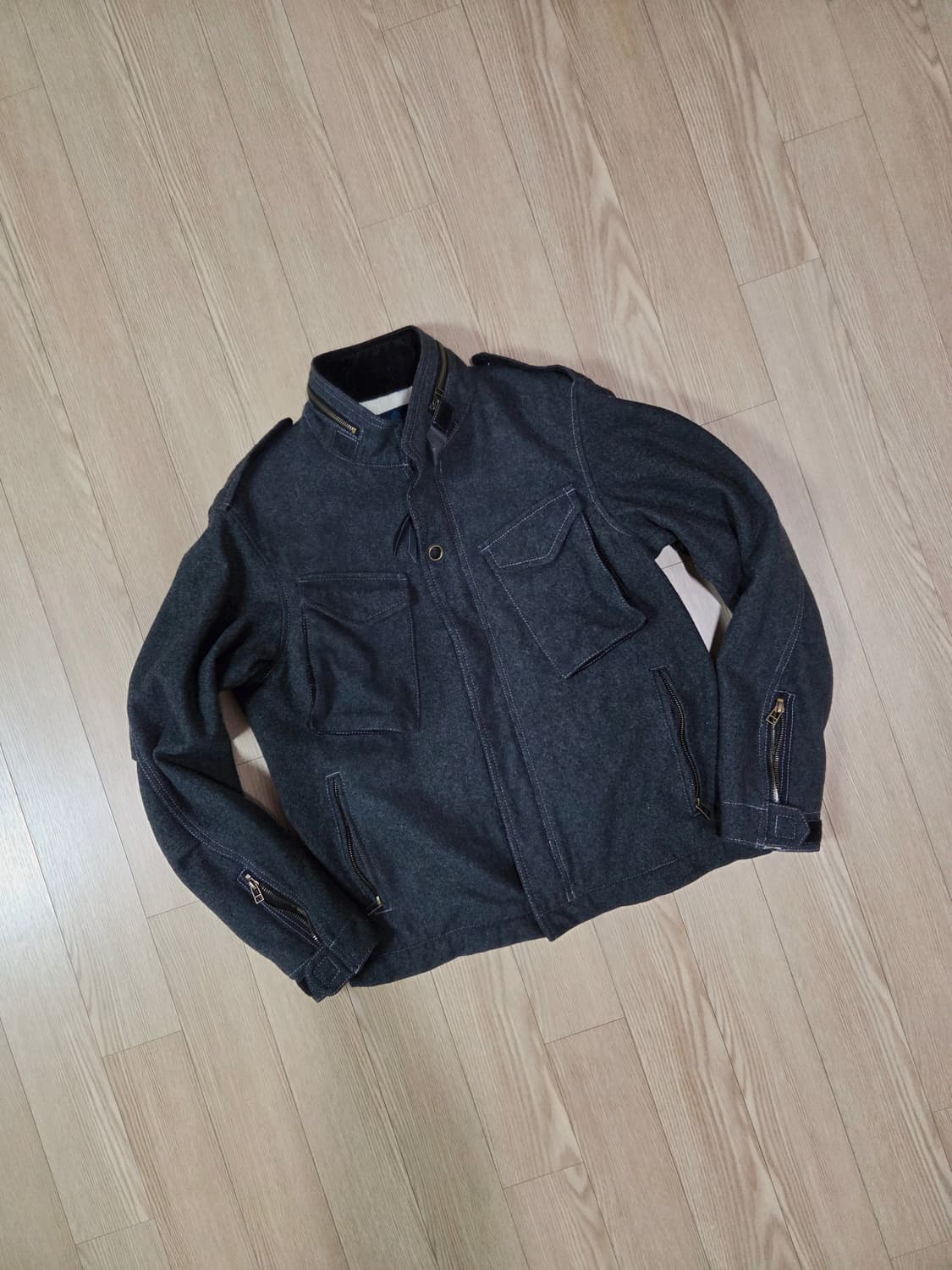 KU JAPAN 차콜 그레이 디테일 울 재킷 상품이미지3