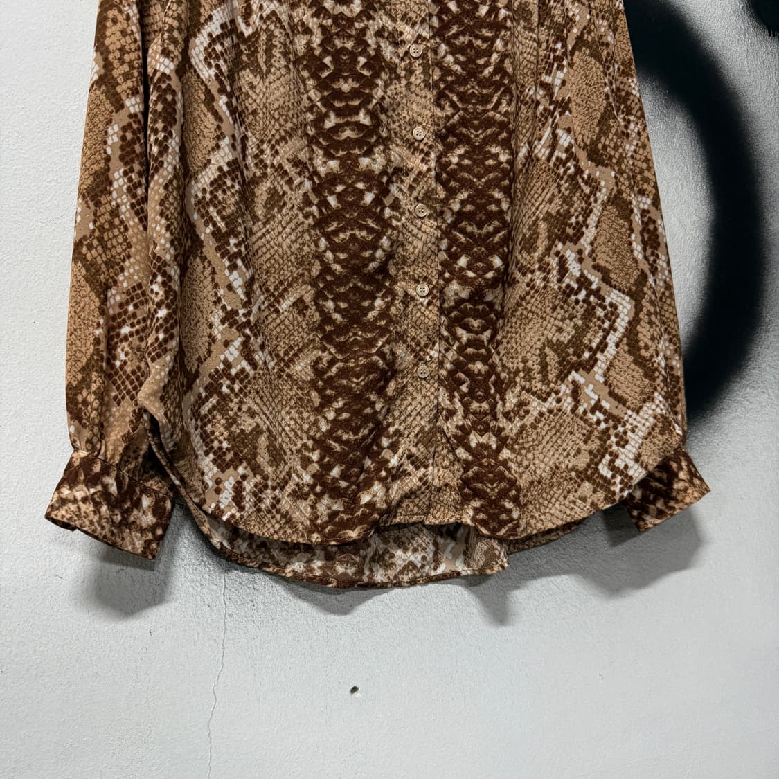 VTG 빈티지 파에톤 파이톤 풀 패턴 셔링 블라우스 셔츠 상품이미지4